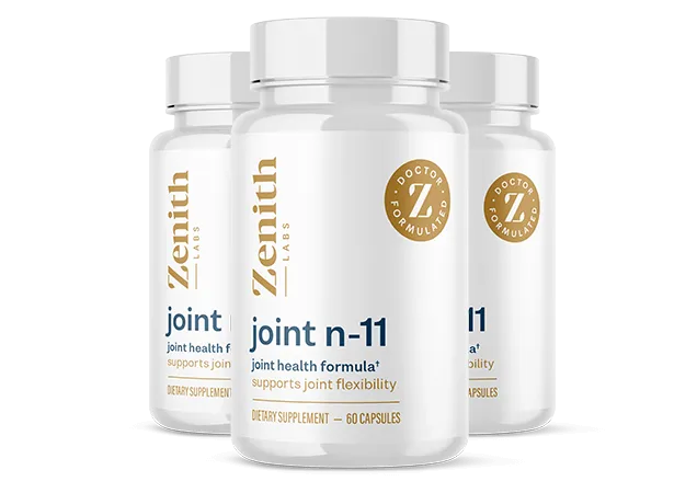 Joint N-11 joint health supplement bottles designed to support joint flexibility and mobility