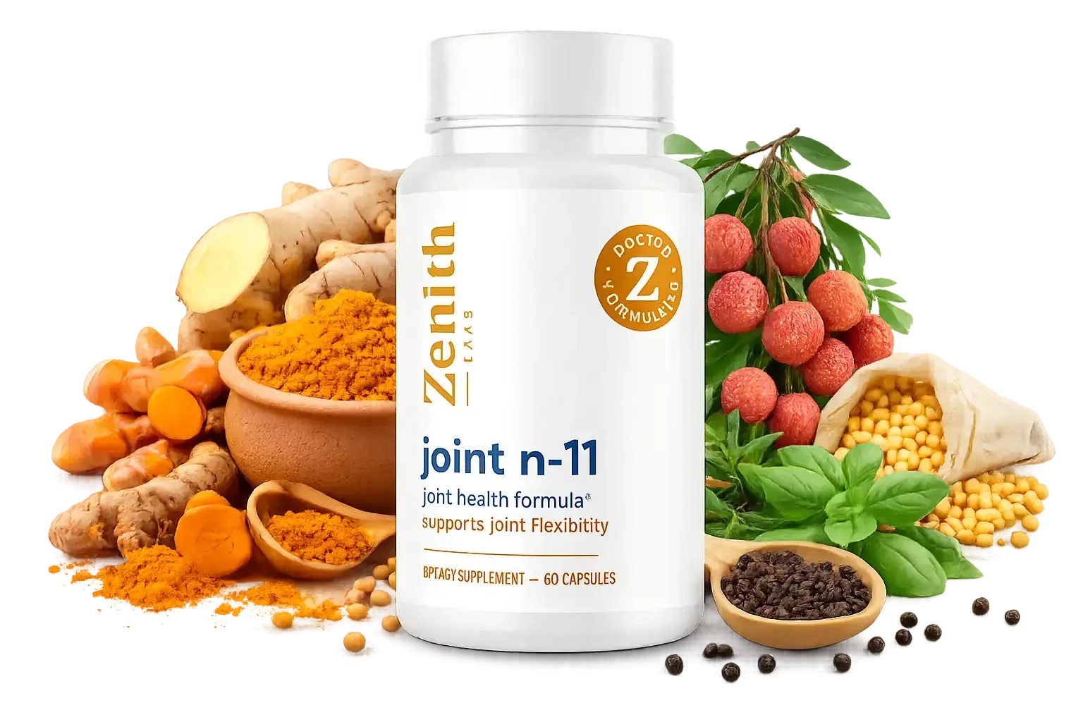 Joint N-11 supplement bottle pictured with botanical ingredients
