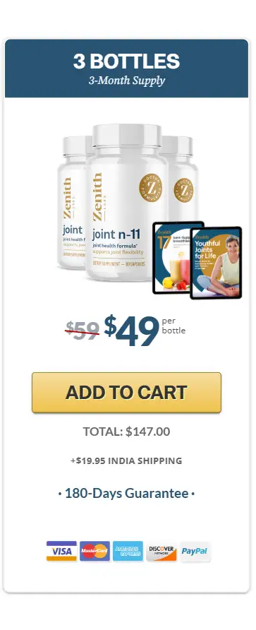 Joint N-11 3 bottle 3 month supply joint health supplement pricing option